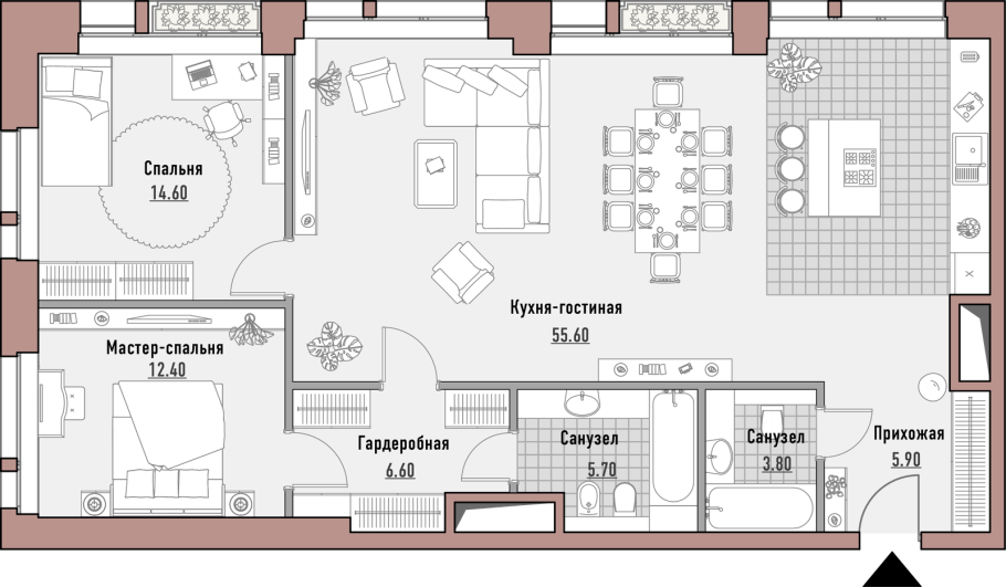 Планировка однушки 45 кв м