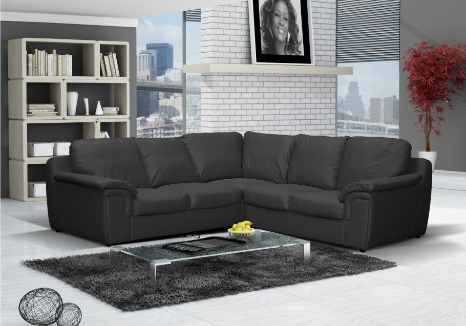 Черный угловой диван