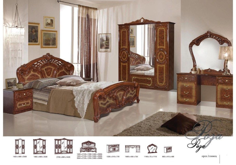 Кровать роза орех Интердизайн