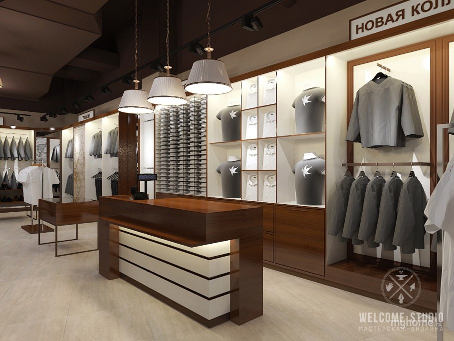 Интерьер магазина одежды в стиле