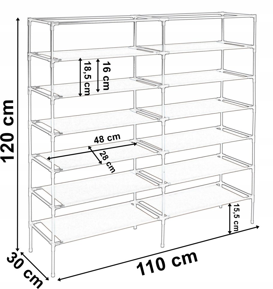 Высота полок под обувь