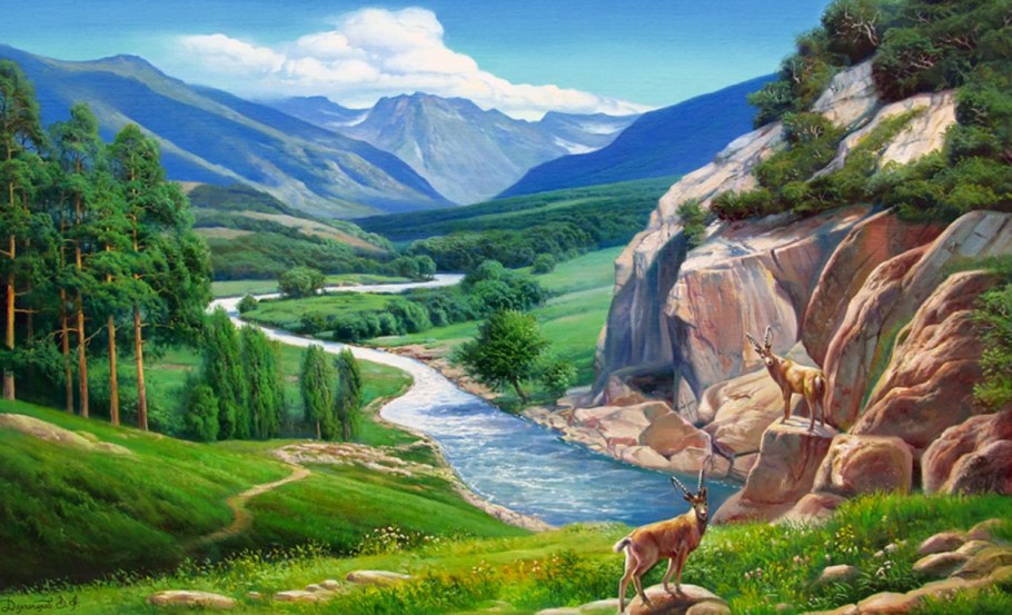 Картина "водопад" 40х77 см