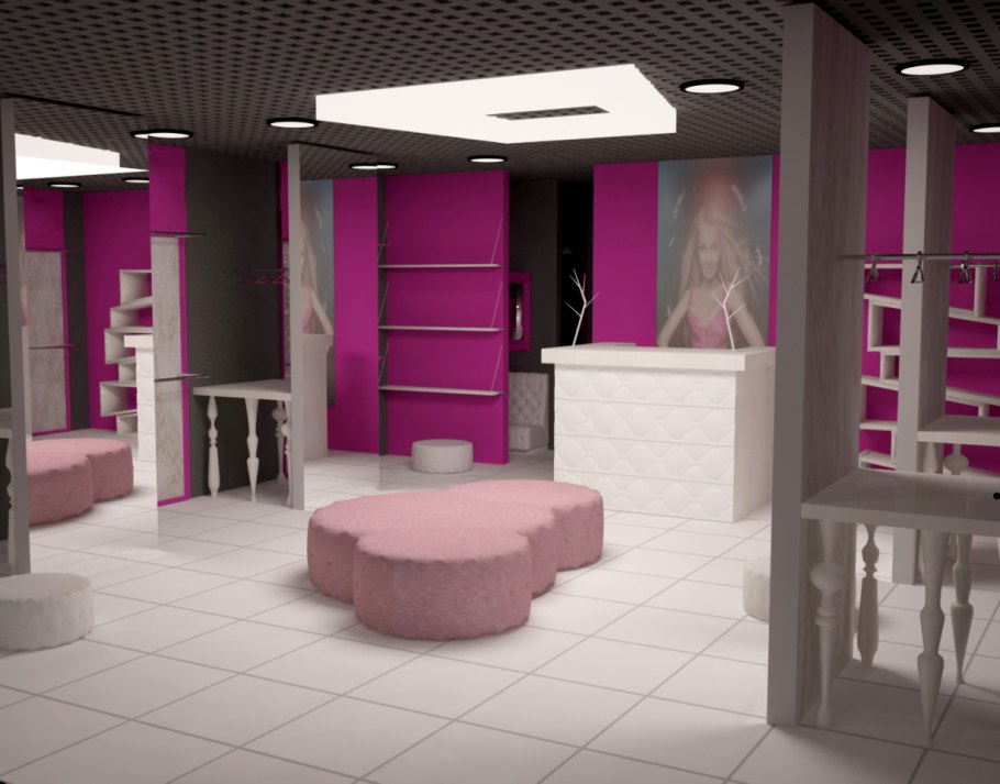 Макет интерьера магазина одежды