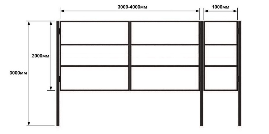 Ворота из профильной трубы с40 40х20 с калиткой