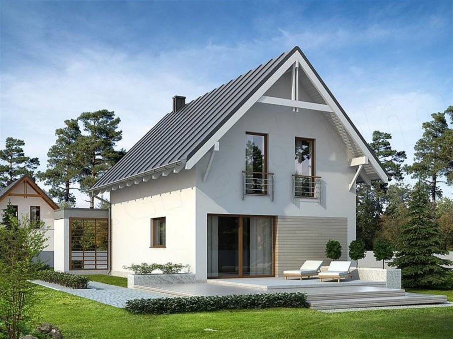 Прямоугольный дом с мансардой