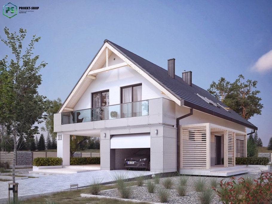 Коттедж с двускатной крышей
