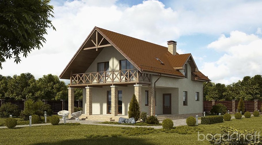 Фасады двухэтажных домов с двухскатной крышей