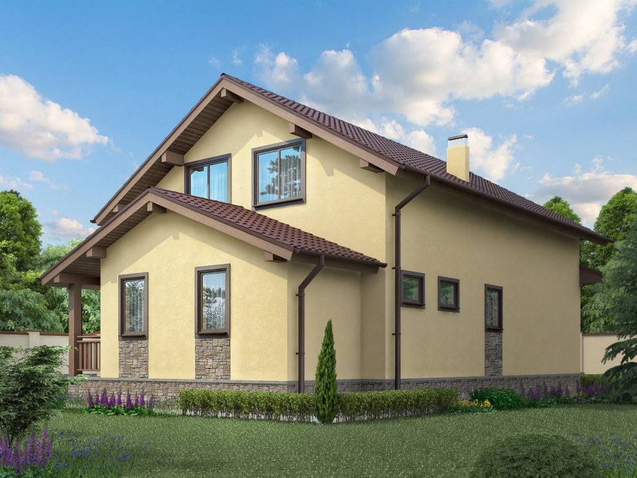 Дом с мансардой и балконом 120кв