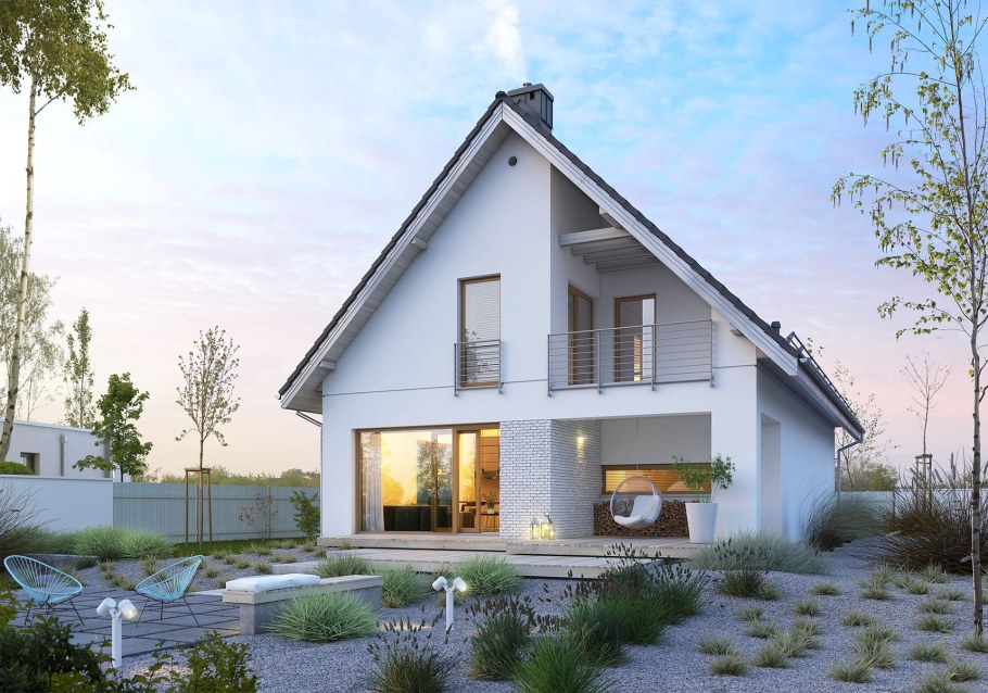 Деревянный дом с двускатной крышей двухэтажный