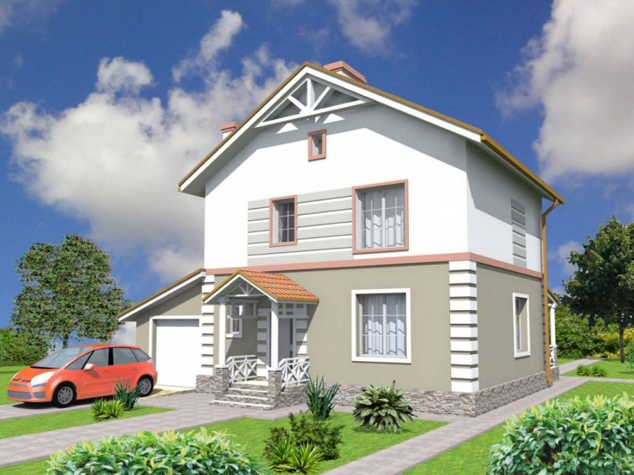 Частный дом с двускатной крышей