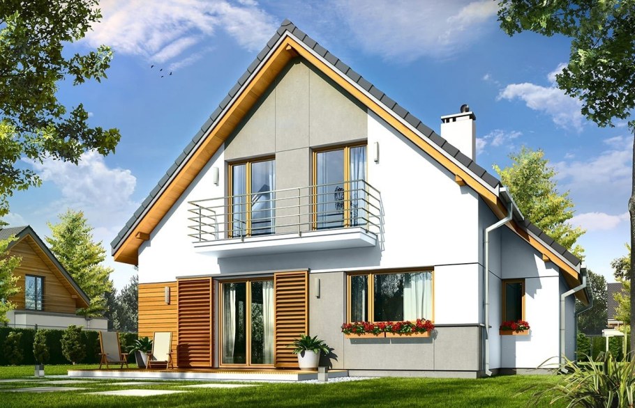 Мансардный дом с двухскатной крышей