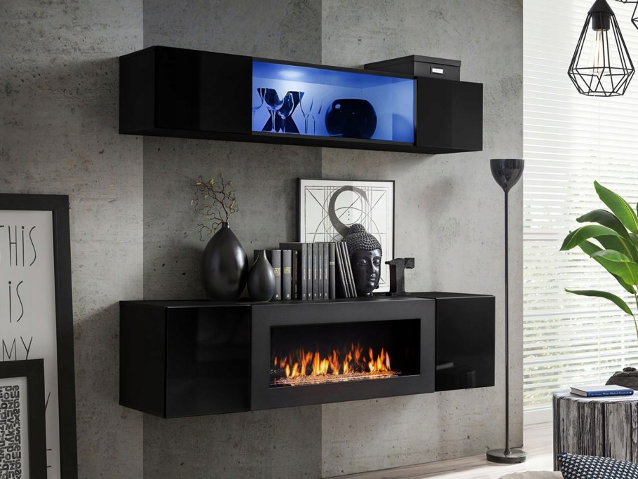 Стенка со встроенным камином