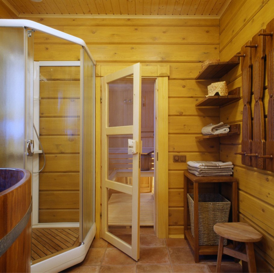 Помывочная в деревянной бане интерьер