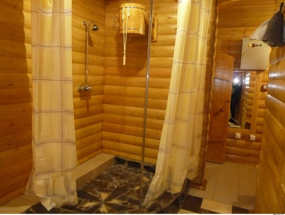 Моечная в бане в скандинавском стиле