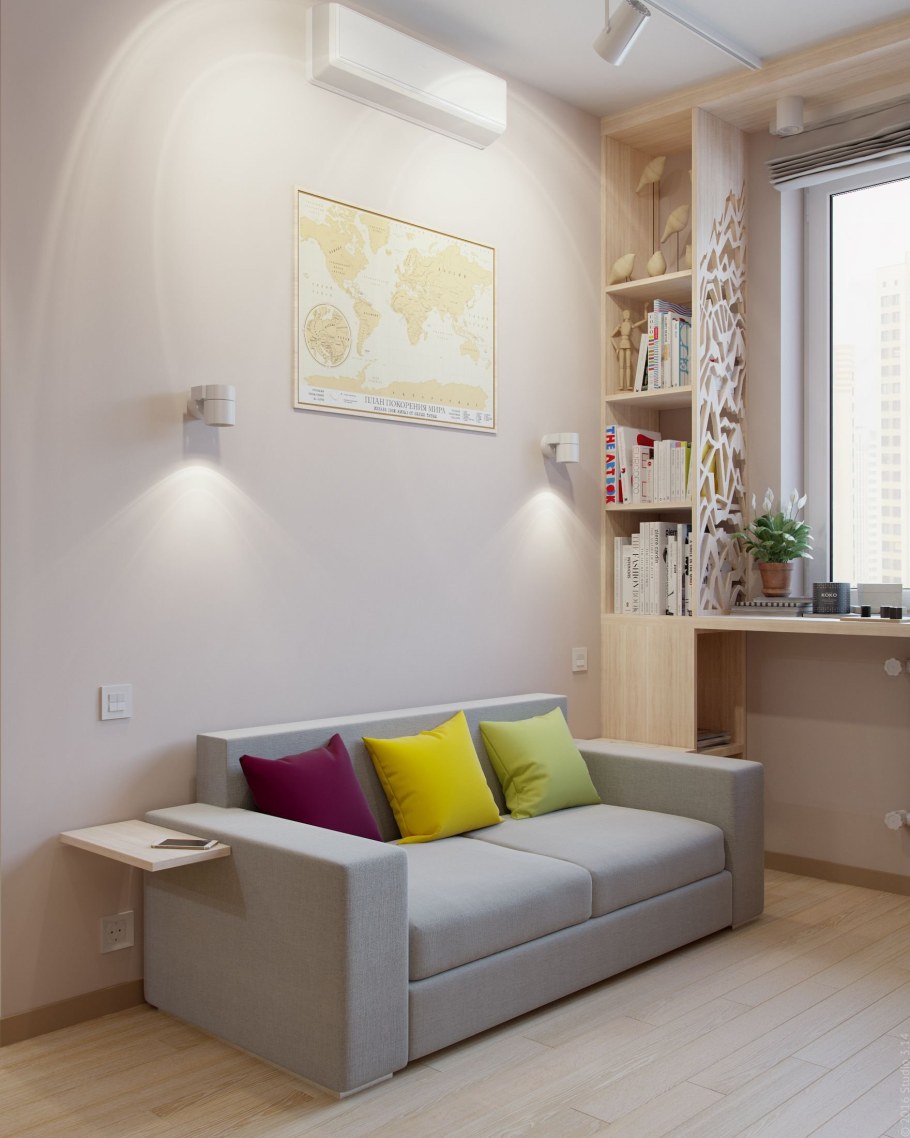 Интерьер длинной узкой комнаты