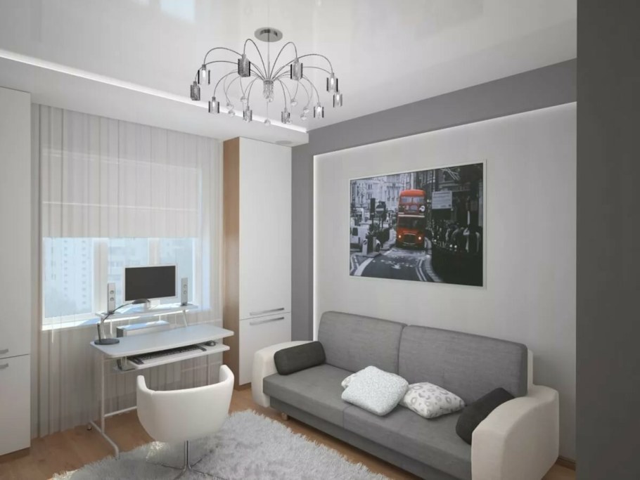 Квадратная комната с балконом