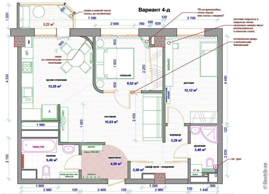 Перепланировка 2-х комнатной квартиры в панельном доме