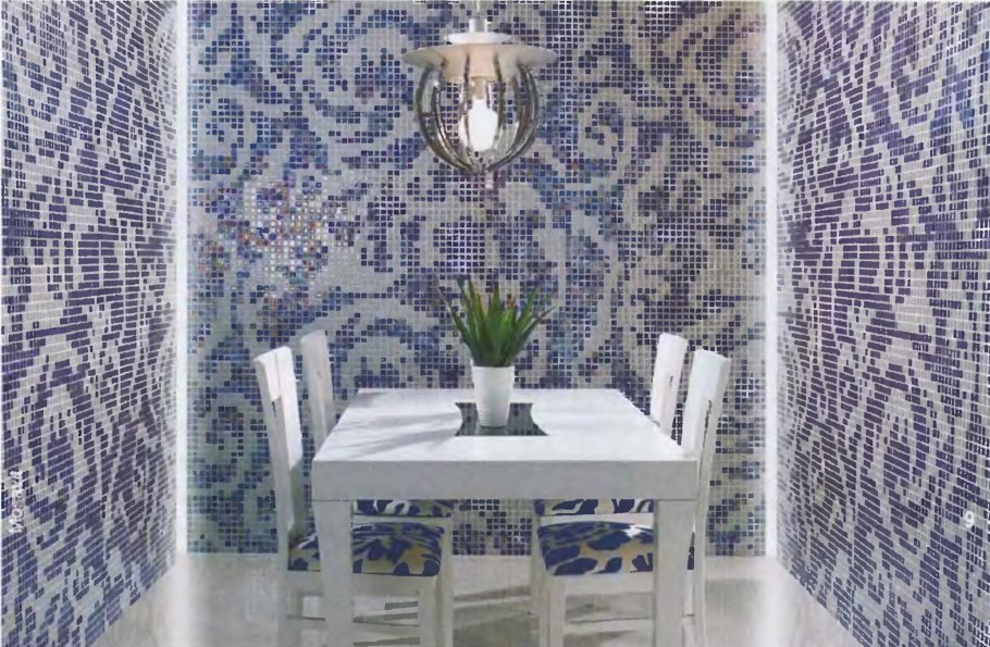 Мозаика на стене в интерьере
