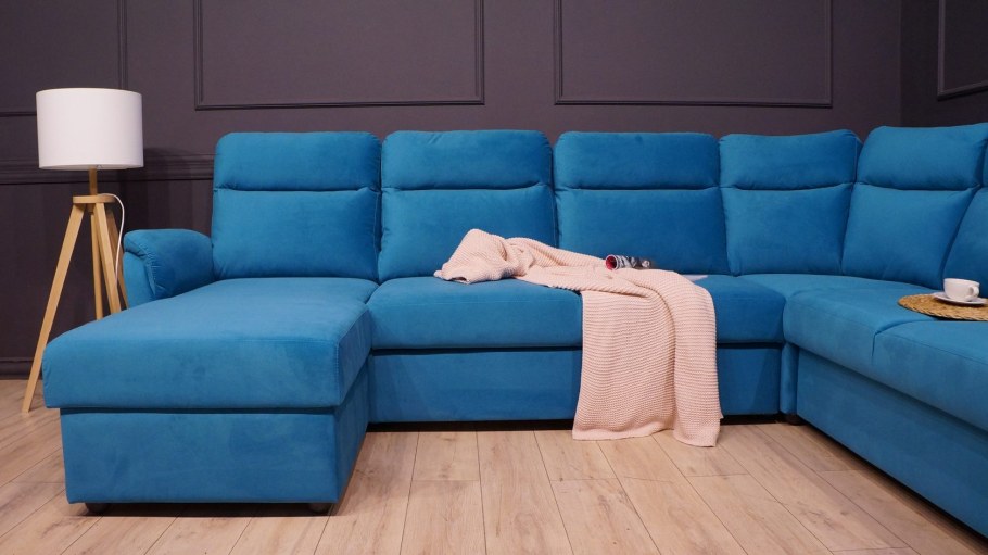 Синий модульный диван