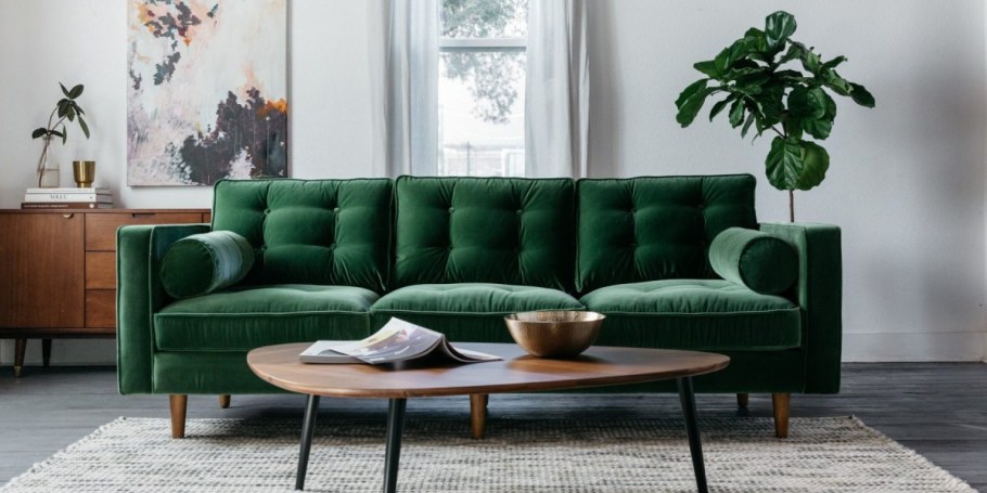 Emerald Velvet Sofa подушки