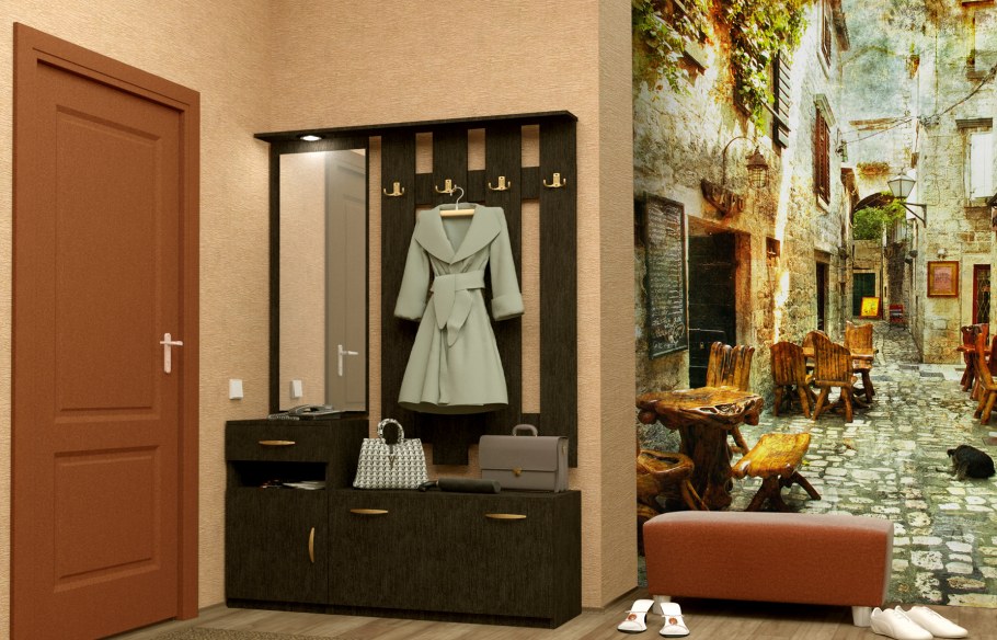 Стильные фотообои для прихожей