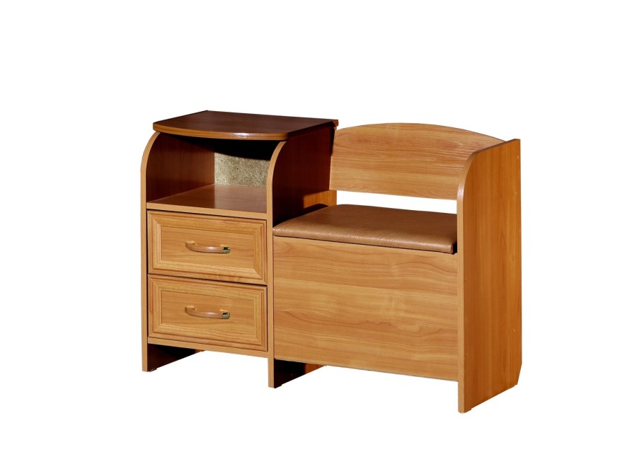 Интерьер комнаты с мебелью цвета ольха