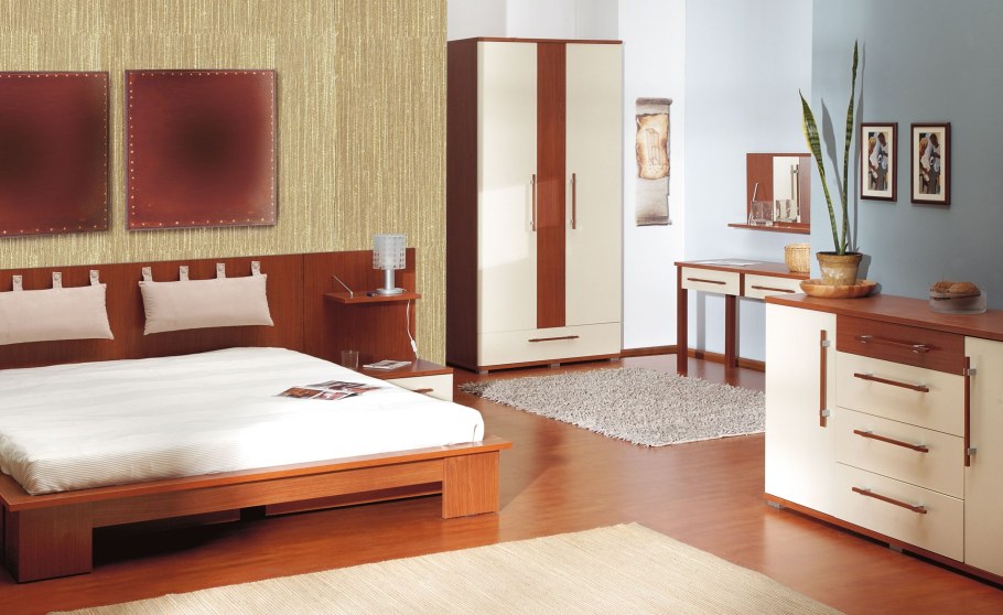 Дизайн с мебелью цвета ольха