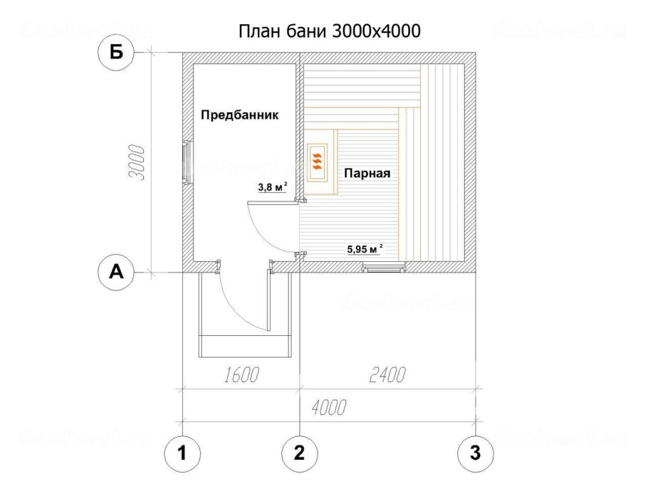 Каркасная баня 4х4 чертежи