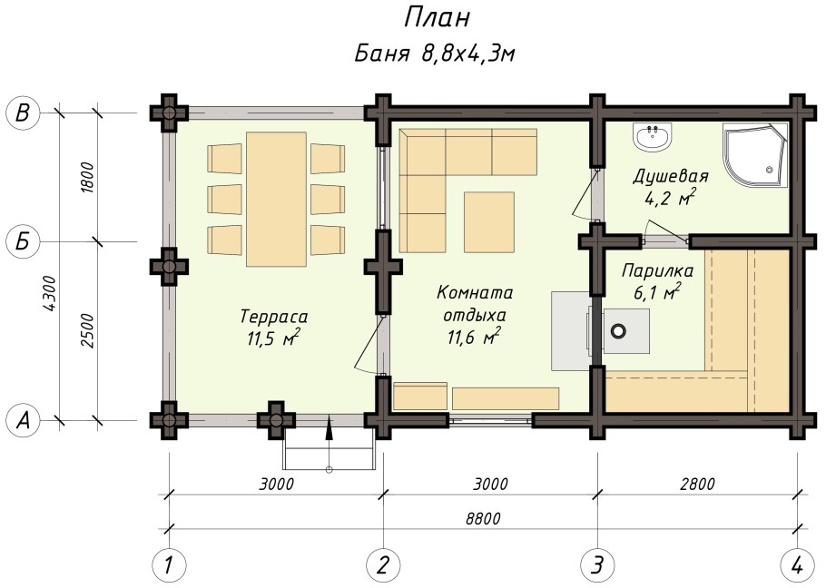 Баня 4х10 планировка