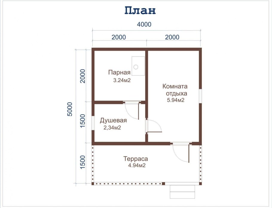 Баня 5 на 4 планировка
