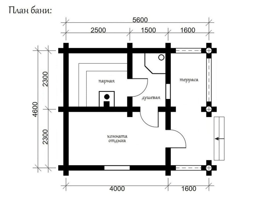 Чертеж сруба бани