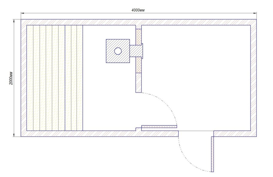 Чертеж каркасной бани 3х5