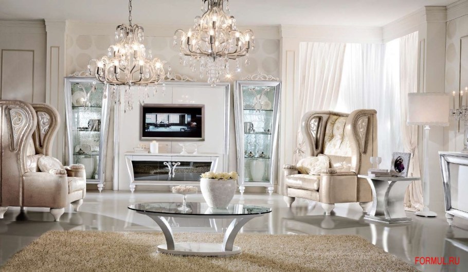 Гостиная в стиле арт деко в светлых тонах