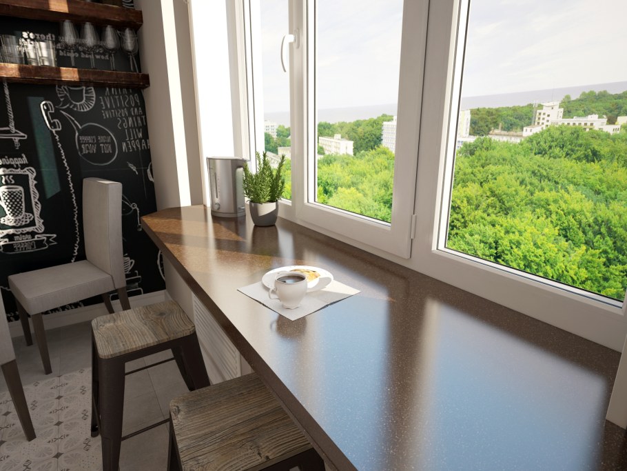 Угловой деревянный подоконник