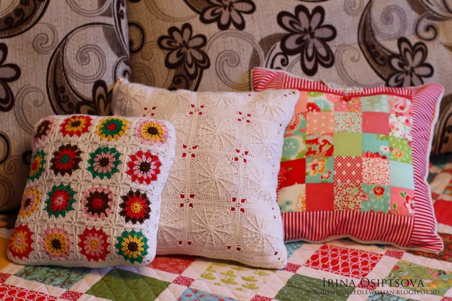 Вязаные наволочки на подушки