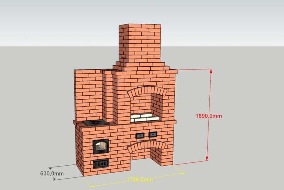 Схема простого мангала из кирпича