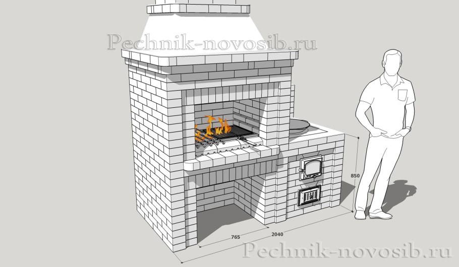 Мангальная группа с дымоходом сзади схема