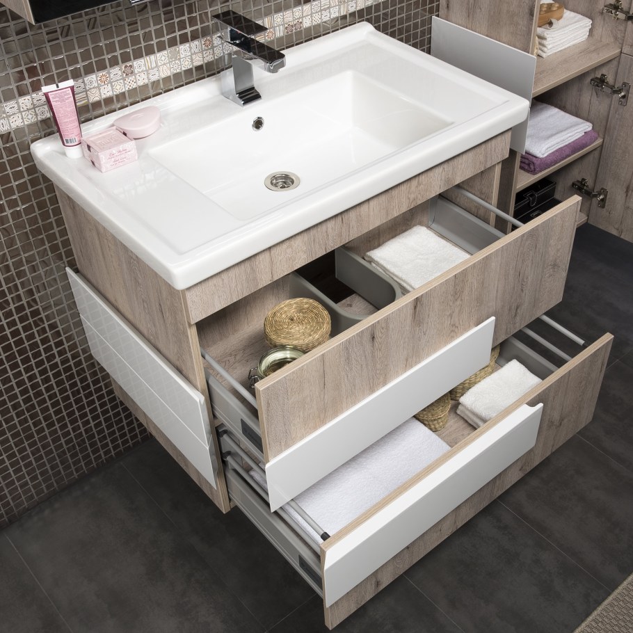 Тумба с раковиной Aquanet Мадейра 80 дуб Кантри