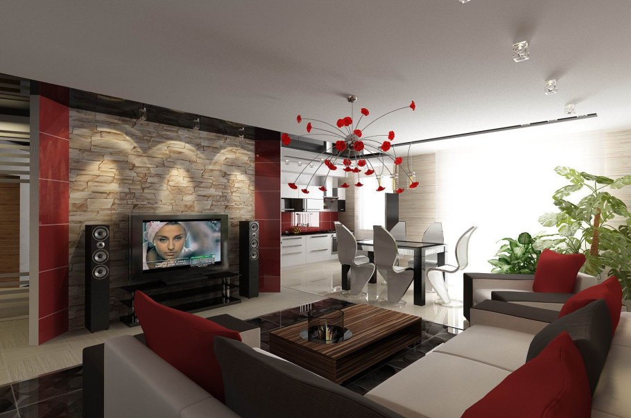 Гостиная в коричневом стиле