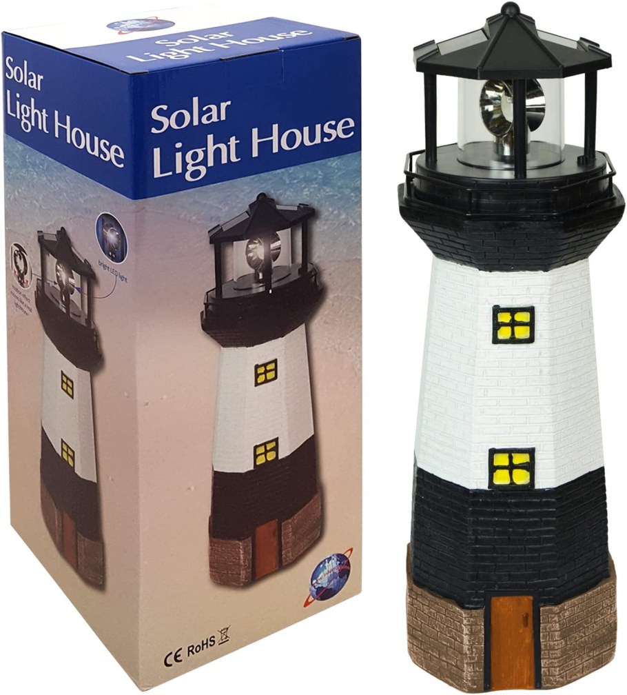 Светодиодная Садовая фигурка "вращающийся Маяк", на солнечной батарее