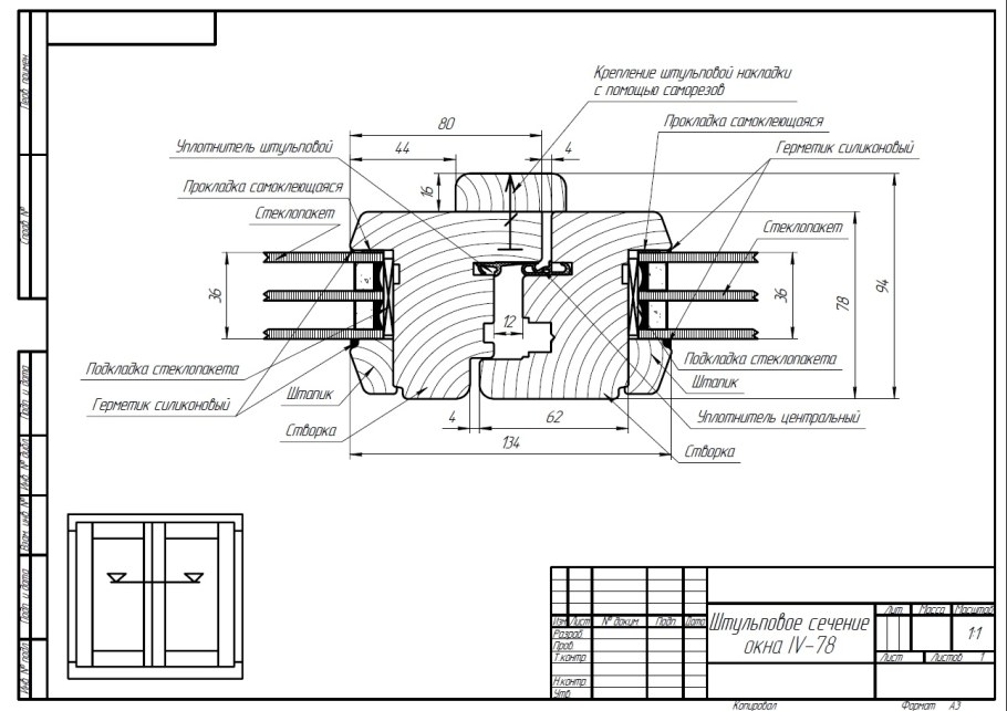 Ок-1 окно Размеры
