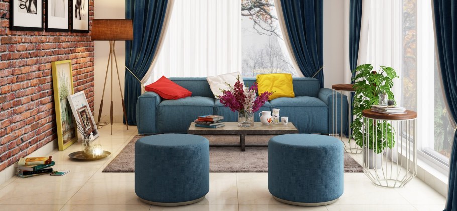 Синий и коричневый в интерьере