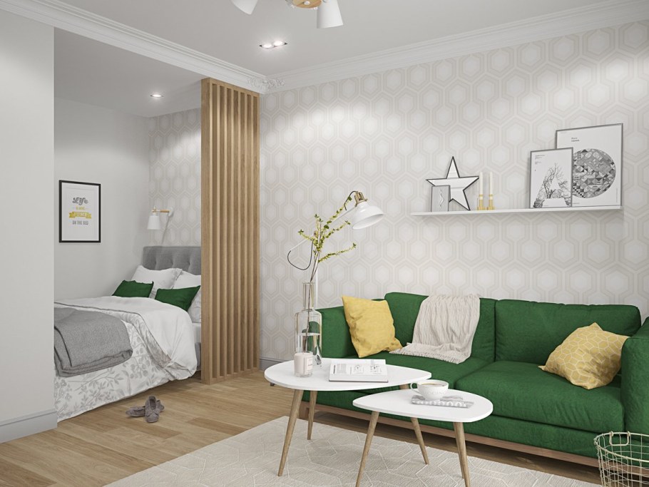 Гостиная спальня с рабочим местом