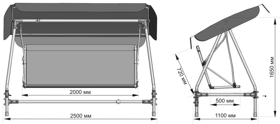 Качели садовые Парадайз чертежи