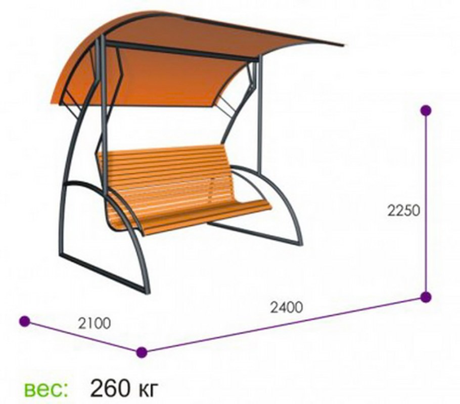 Качели из профильной трубы чертеж с размерами