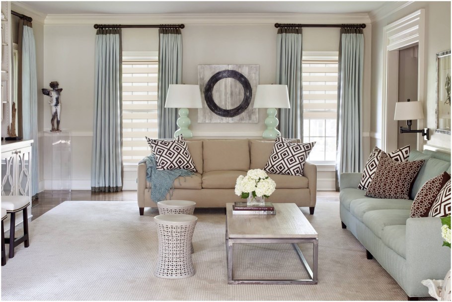 Бежево голубой интерьер