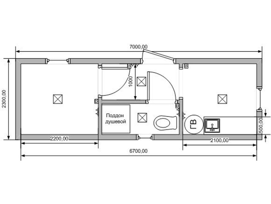 Бытовка Дачная планировка 6х2
