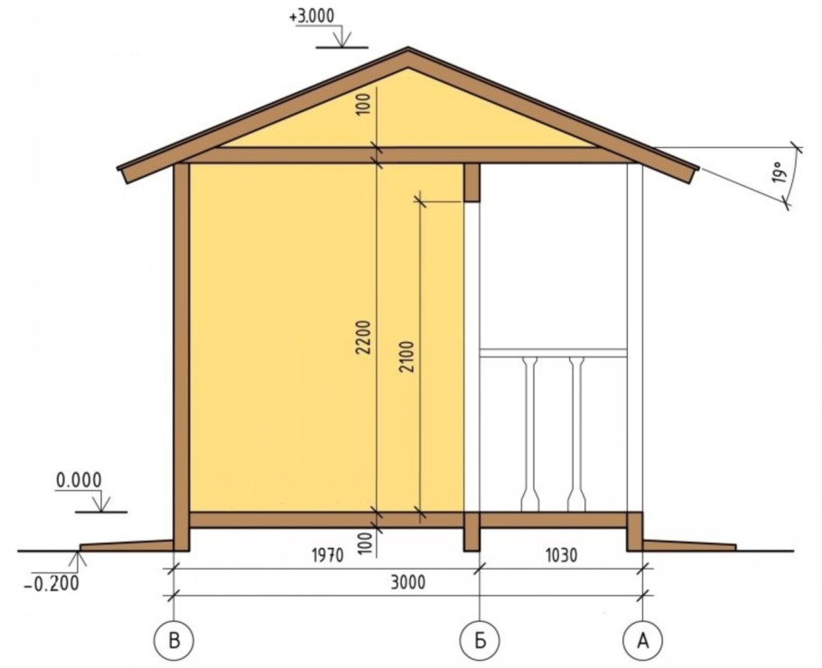 Чертеж каркасного дома 6х6 одноэтажного
