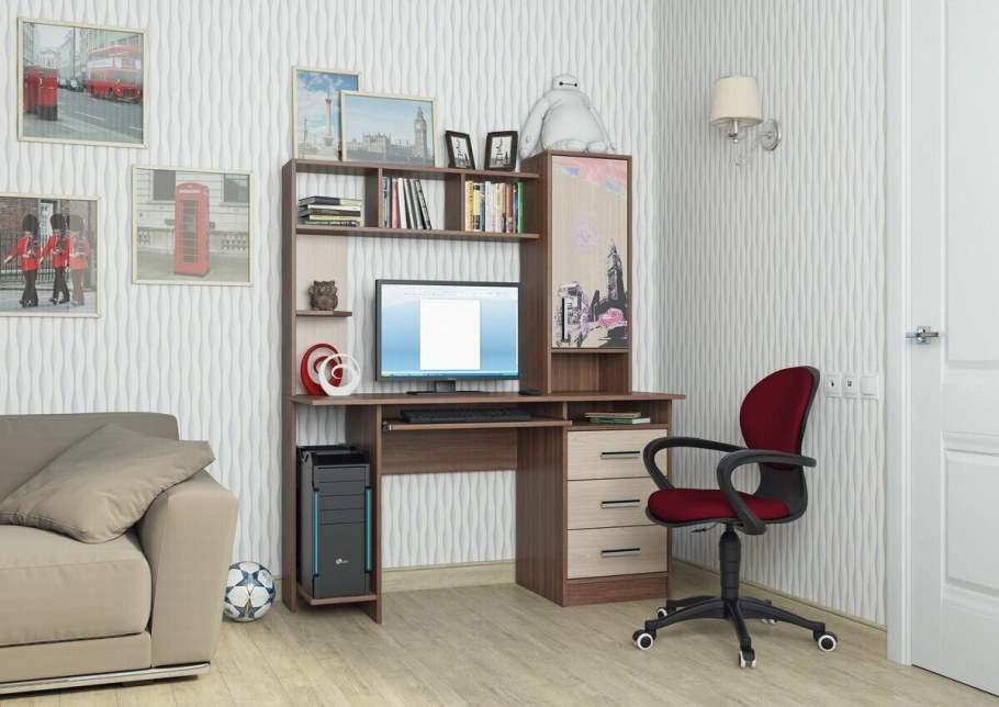 Стол компьютерный №6 (ясень шимо темный/ясень шимо светлый) стенд