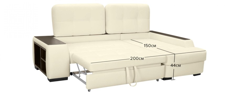 Угловой диван Брюссель Luxe молочный (экокожа)